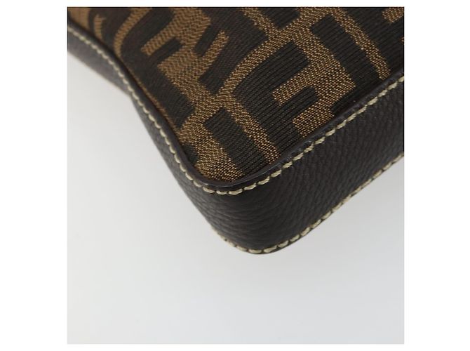 FENDI Zucca Canvas Celeria Shoulder Bag Black Brown Auth 182654A Marrone Nero - vista 14