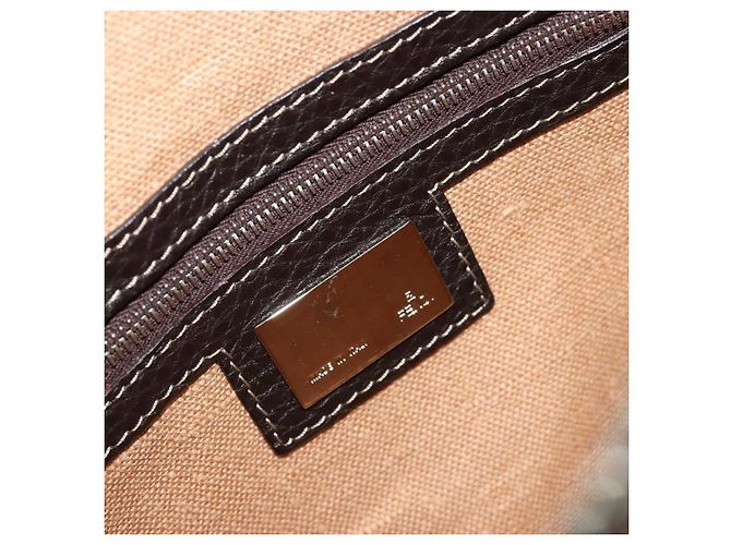 FENDI Zucca Canvas Celeria Shoulder Bag Black Brown Auth 182654A Marrone Nero - vista 18