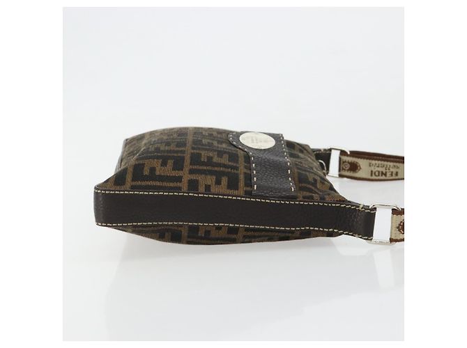 FENDI Zucca Canvas Celeria Shoulder Bag Black Brown Auth 182654A Marrone Nero - vista 3