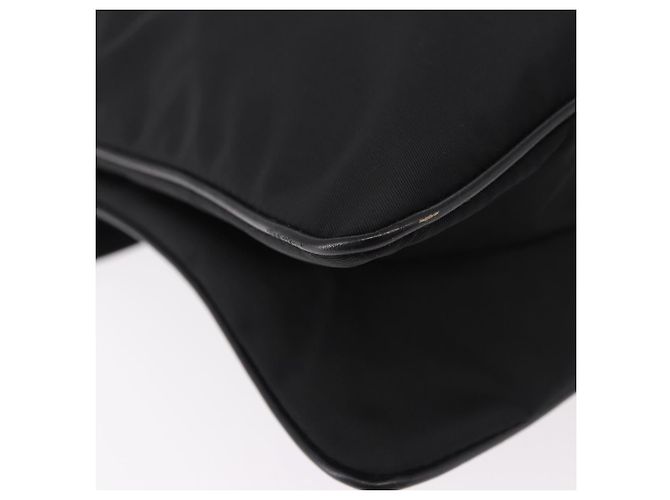 Bolsa de Ombro PRADA Nylon Preto Gold Auth 183882A Dourado - vista 15