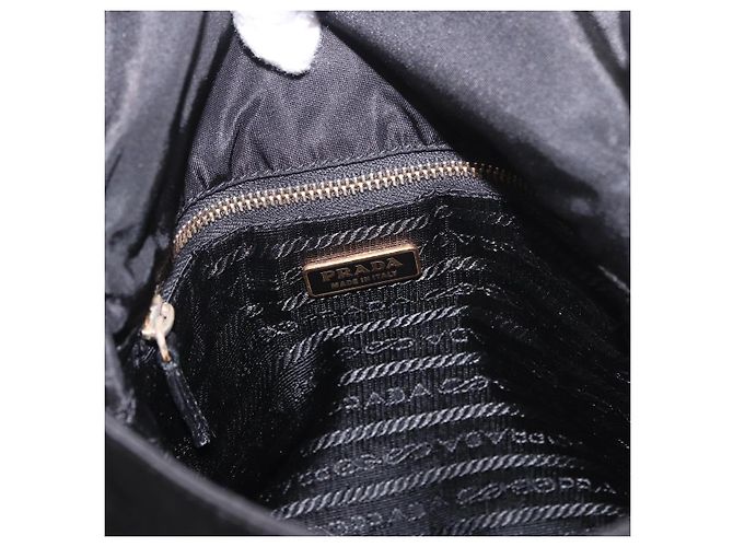 Bolsa de Ombro PRADA Nylon Preto Gold Auth 183882A Dourado - vista 19