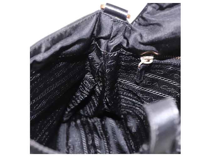 Bolsa de Ombro PRADA Nylon Preto Gold Auth 183882A Dourado - vista 21