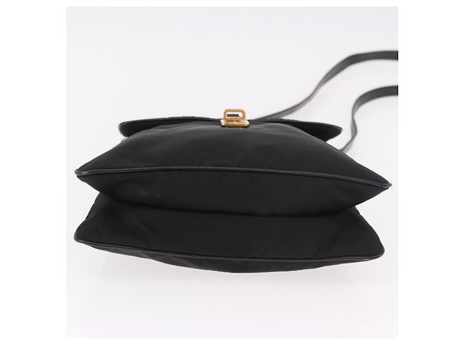 Bolsa de Ombro PRADA Nylon Preto Gold Auth 183882A Dourado - vista 5