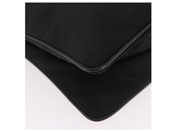 Bolsa de Ombro PRADA Nylon Preto Gold Auth 183882A Dourado - vista 9