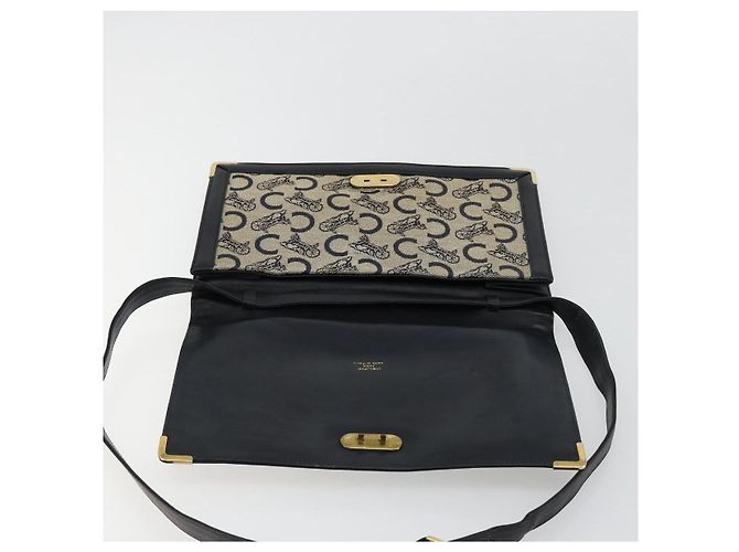 Céline Borsa a tracolla CELINE C Sulky Canvas Navy Gold Auth kk689 D'oro Blu navy - vista 10