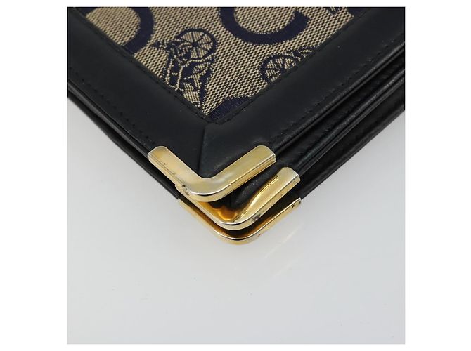Céline Borsa a tracolla CELINE C Sulky Canvas Navy Gold Auth kk689 D'oro Blu navy - vista 14