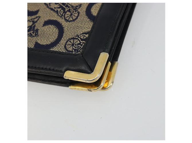 Céline Borsa a tracolla CELINE C Sulky Canvas Navy Gold Auth kk689 D'oro Blu navy - vista 15