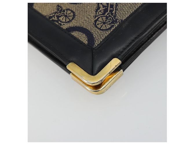 Céline Borsa a tracolla CELINE C Sulky Canvas Navy Gold Auth kk689 D'oro Blu navy - vista 16