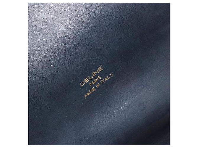 Céline Borsa a tracolla CELINE C Sulky Canvas Navy Gold Auth kk689 D'oro Blu navy - vista 17