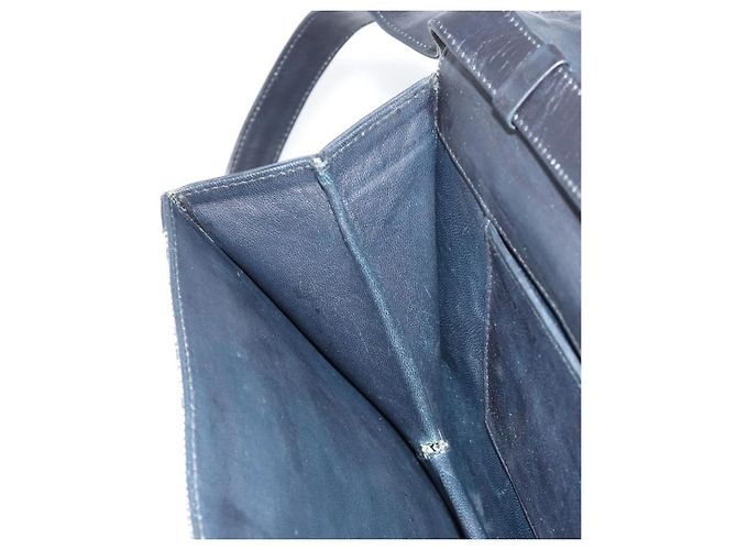 Céline Borsa a tracolla CELINE C Sulky Canvas Navy Gold Auth kk689 D'oro Blu navy - vista 19