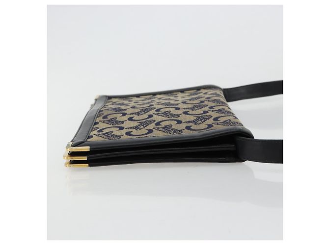 Céline Borsa a tracolla CELINE C Sulky Canvas Navy Gold Auth kk689 D'oro Blu navy - vista 3