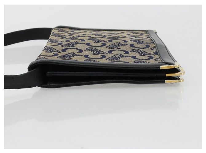 Céline Borsa a tracolla CELINE C Sulky Canvas Navy Gold Auth kk689 D'oro Blu navy - vista 4