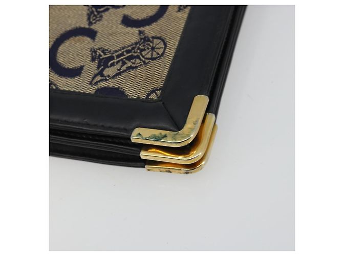 Céline Borsa a tracolla CELINE C Sulky Canvas Navy Gold Auth kk689 D'oro Blu navy - vista 9