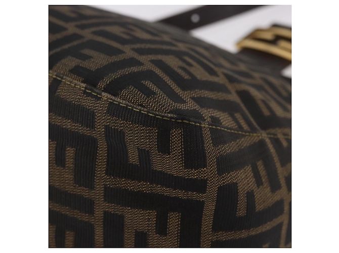 FENDI Zucca Canvas Mamma Baguette Borsa a Spalla Nero Marrone Oro Auth am11782V D'oro - vista 17