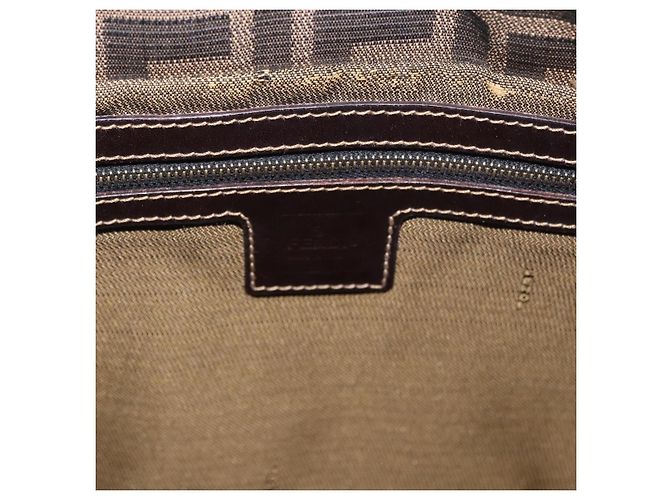 FENDI Zucca Canvas Mamma Baguette Borsa a Spalla Nero Marrone Oro Auth am11782V D'oro - vista 20