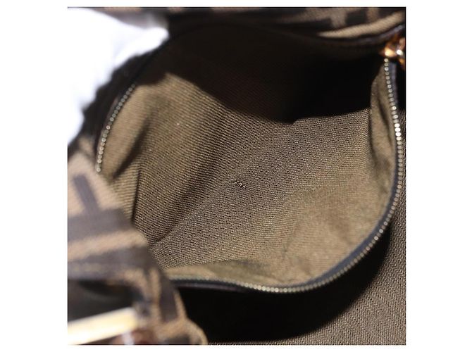 FENDI Zucca Canvas Mamma Baguette Borsa a Spalla Nero Marrone Oro Auth am11782V D'oro - vista 24