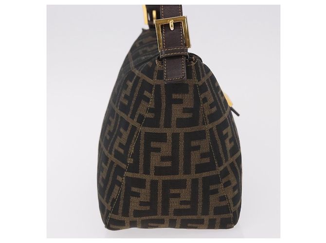FENDI Zucca Canvas Mamma Baguette Borsa a Spalla Nero Marrone Oro Auth am11782V D'oro - vista 4