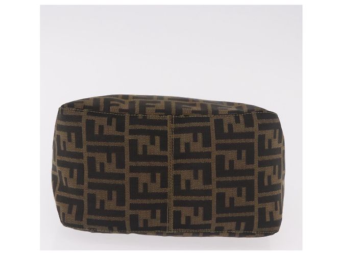 FENDI Zucca Canvas Mamma Baguette Borsa a Spalla Nero Marrone Oro Auth am11782V D'oro - vista 5