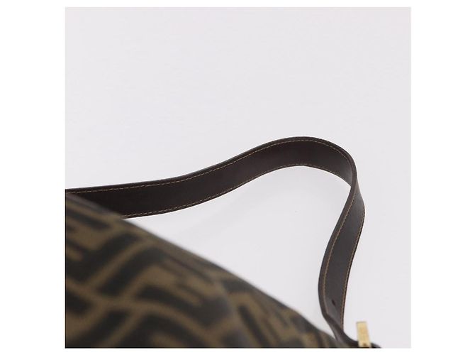 FENDI Zucca Canvas Mamma Baguette Borsa a Spalla Nero Marrone Oro Auth am11782V D'oro - vista 8