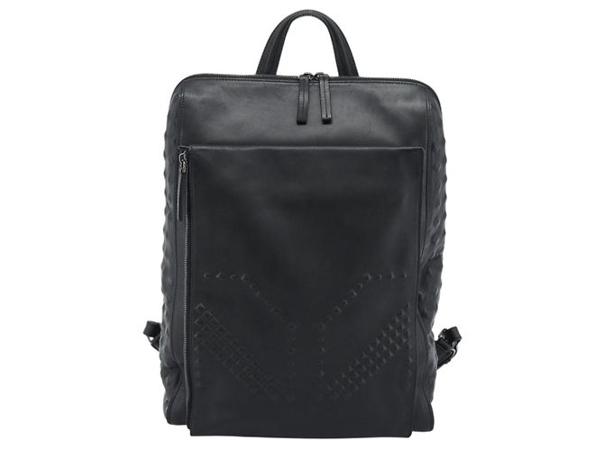 Zaino MCM in pelle nero e argento Auth ka4605A - vista 13