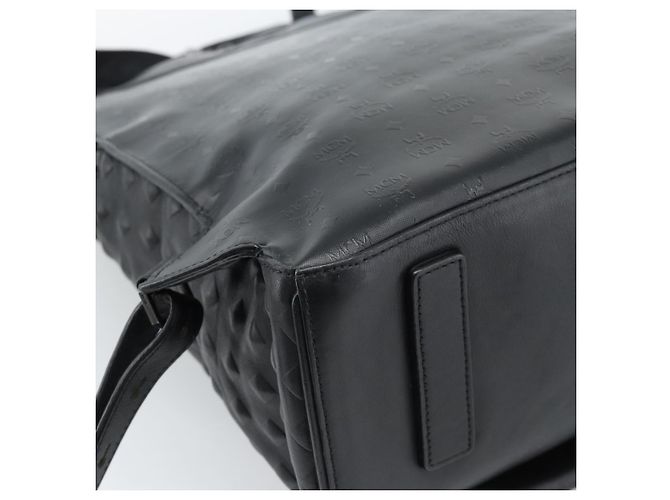 Zaino MCM in pelle nero e argento Auth ka4605A - vista 17