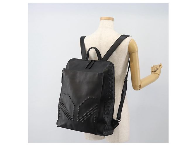 Zaino MCM in pelle nero e argento Auth ka4605A - vista 26