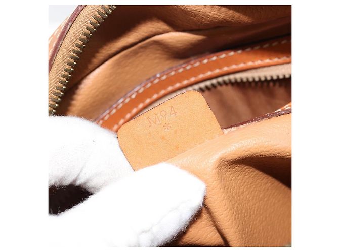 Céline Borsa CELINE Macadam Canvas PVC Pelle Marrone Oro Auth 182920A D'oro - vista 12