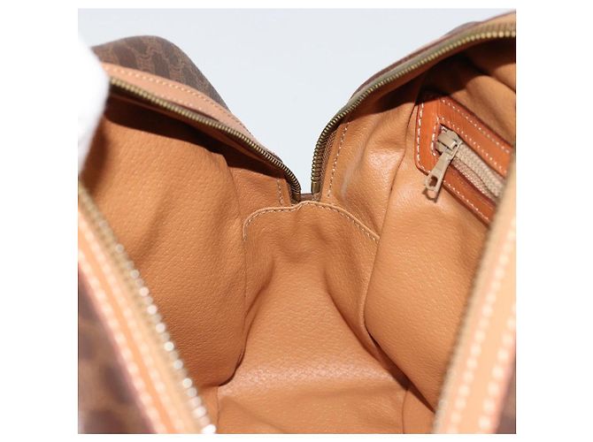 Céline Borsa CELINE Macadam Canvas PVC Pelle Marrone Oro Auth 182920A D'oro - vista 21