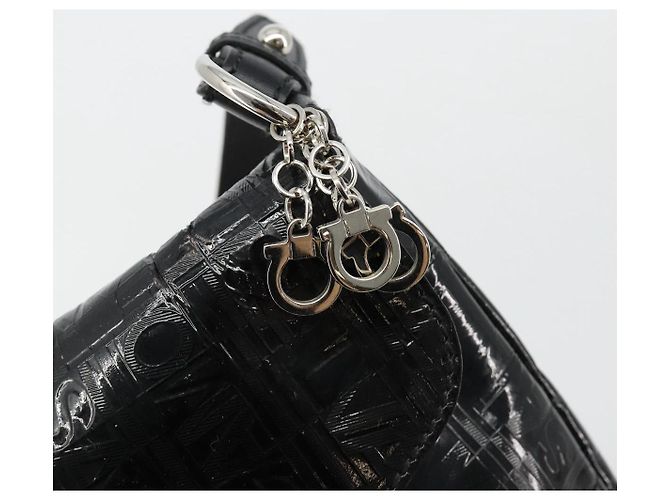 Borsa a tracolla Salvatore Ferragamo in vernice nero argento ka4653 - vista 10