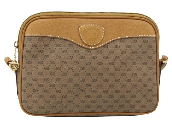 Borsa a tracolla GUCCI Micro GG Supreme PVC Beige Oro 007 123 0428 Auth 183690 D'oro - vista 13