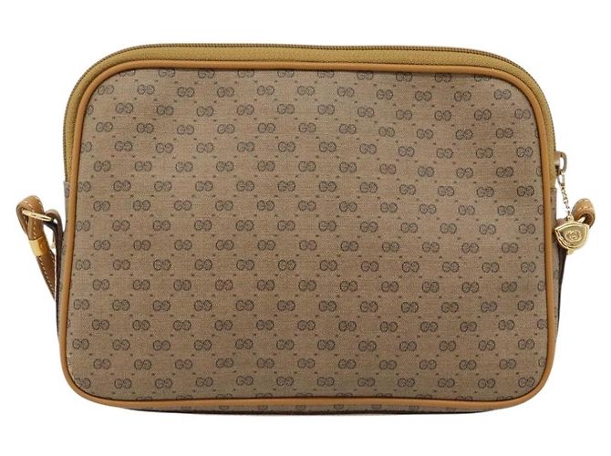 Borsa a tracolla GUCCI Micro GG Supreme PVC Beige Oro 007 123 0428 Auth 183690 D'oro - vista 2