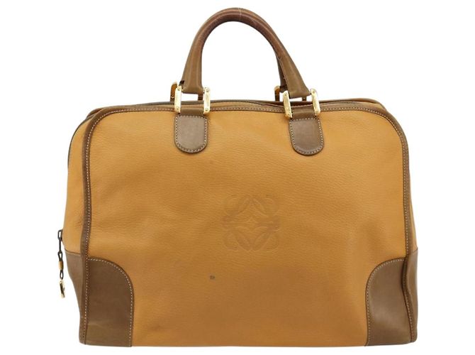 LOEWE Anagram Amazona 40 Hand Bag Pelle Beige Oro Autentico 182640 - vista 13
