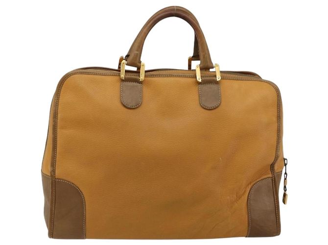 LOEWE Anagram Amazona 40 Hand Bag Pelle Beige Oro Autentico 182640 - vista 2