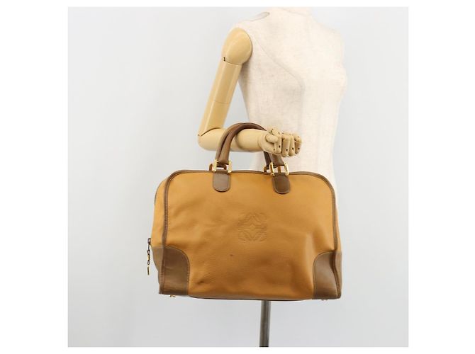 LOEWE Anagram Amazona 40 Hand Bag Pelle Beige Oro Autentico 182640 - vista 23