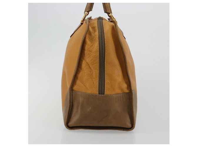 LOEWE Anagram Amazona 40 Hand Bag Pelle Beige Oro Autentico 182640 - vista 3