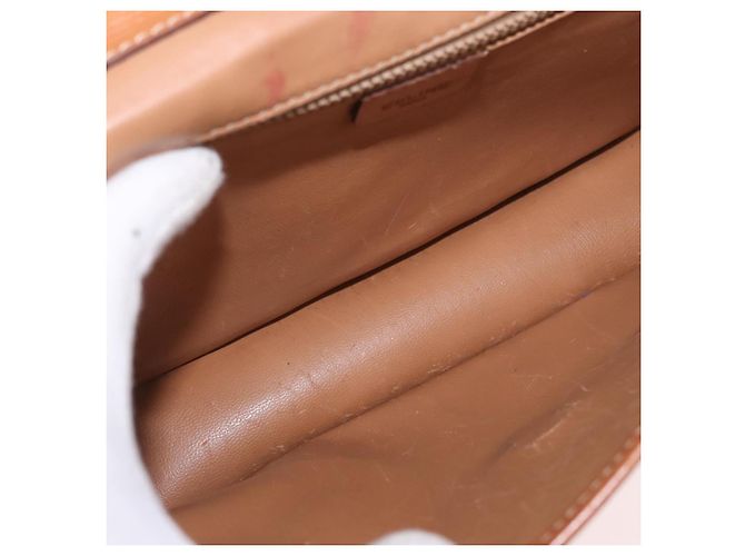 Céline Borsa a Spalla CELINE Macadam Canvas PVC Pelle Marrone Oro Auth 183962 D'oro - vista 11