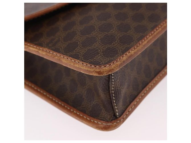 Céline Borsa a Spalla CELINE Macadam Canvas PVC Pelle Marrone Oro Auth 183962 D'oro - vista 14