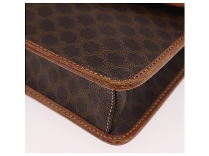 Céline Borsa a Spalla CELINE Macadam Canvas PVC Pelle Marrone Oro Auth 183962 D'oro - vista 15