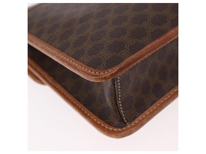 Céline Borsa a Spalla CELINE Macadam Canvas PVC Pelle Marrone Oro Auth 183962 D'oro - vista 16