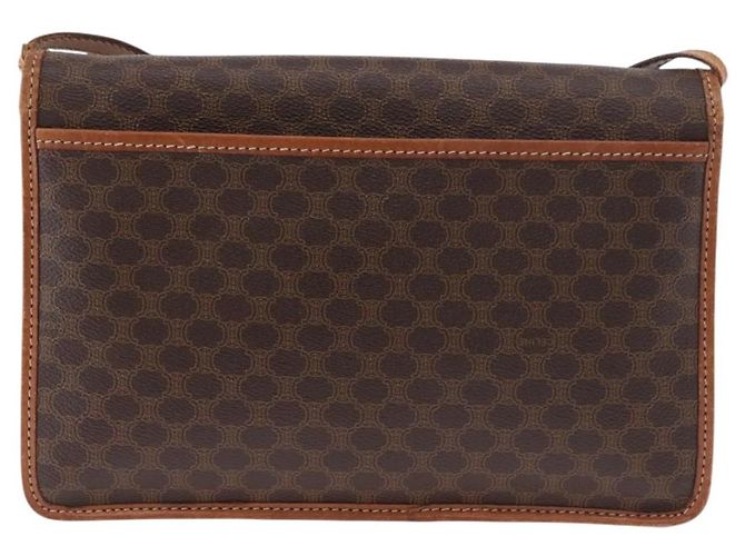 Céline Borsa a Spalla CELINE Macadam Canvas PVC Pelle Marrone Oro Auth 183962 D'oro - vista 2