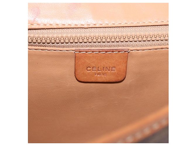 Céline Borsa a Spalla CELINE Macadam Canvas PVC Pelle Marrone Oro Auth 183962 D'oro - vista 20