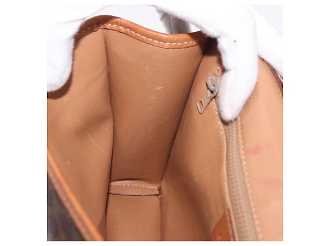 Céline Borsa a Spalla CELINE Macadam Canvas PVC Pelle Marrone Oro Auth 183962 D'oro - vista 22