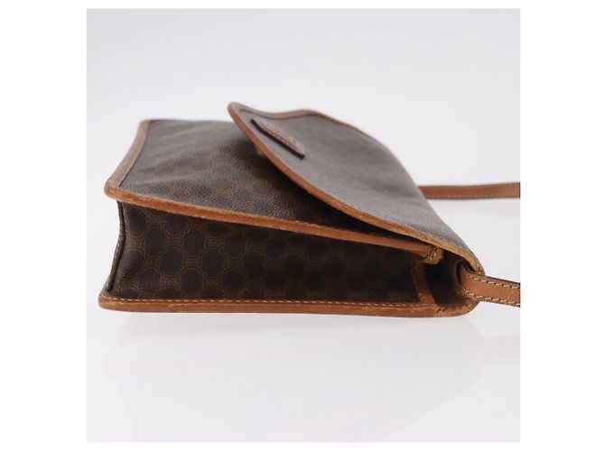 Céline Borsa a Spalla CELINE Macadam Canvas PVC Pelle Marrone Oro Auth 183962 D'oro - vista 3