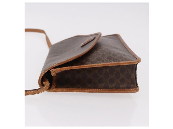 Céline Borsa a Spalla CELINE Macadam Canvas PVC Pelle Marrone Oro Auth 183962 D'oro - vista 4