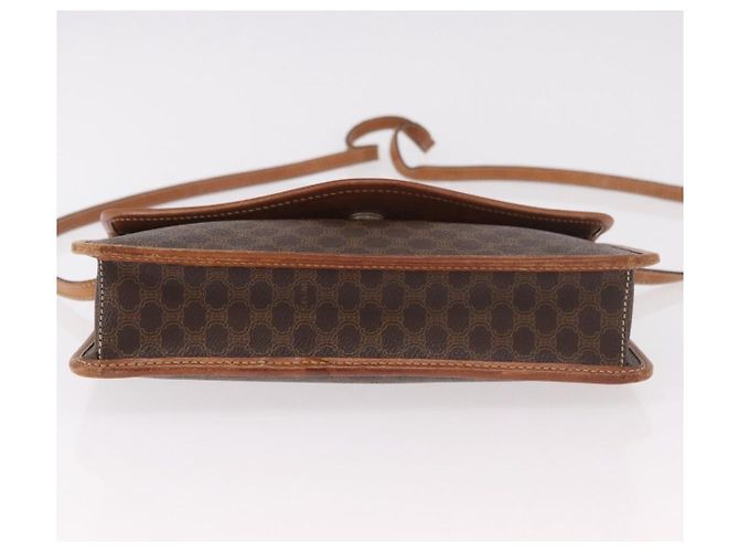 Céline Borsa a Spalla CELINE Macadam Canvas PVC Pelle Marrone Oro Auth 183962 D'oro - vista 5