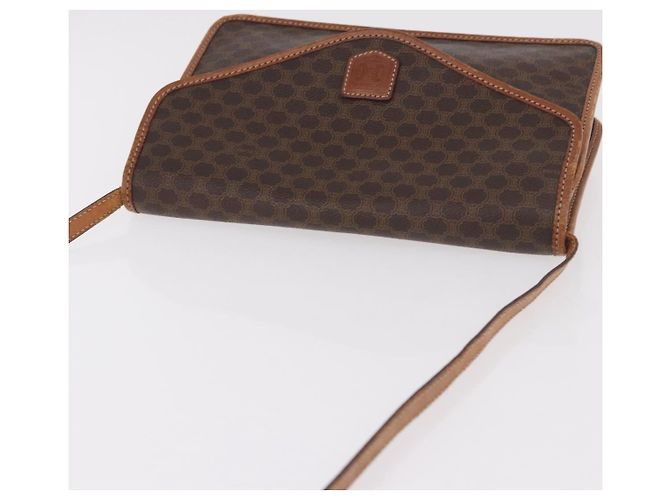 Céline Borsa a Spalla CELINE Macadam Canvas PVC Pelle Marrone Oro Auth 183962 D'oro - vista 6