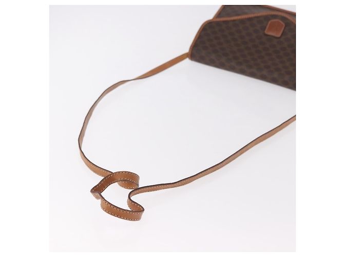 Céline Borsa a Spalla CELINE Macadam Canvas PVC Pelle Marrone Oro Auth 183962 D'oro - vista 7