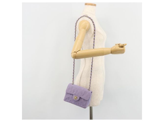 CHANEL Mini Matelasse 17 Chain Bag Cotton Lavende Gold CC Auth 182741SAM D'oro Lavanda - vista 28