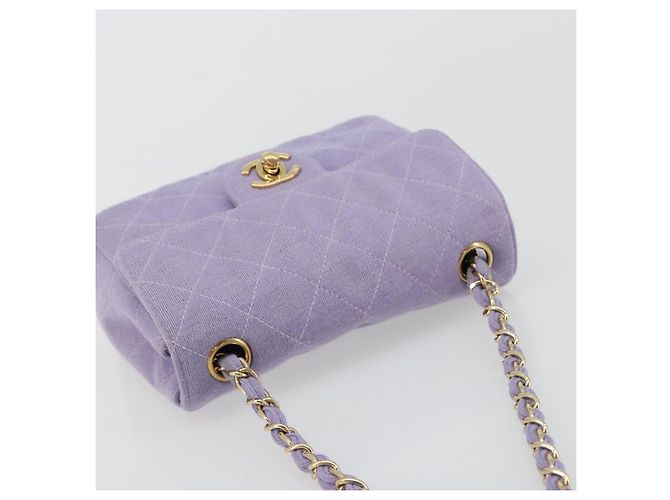CHANEL Mini Matelasse 17 Chain Bag Cotton Lavende Gold CC Auth 182741SAM D'oro Lavanda - vista 6