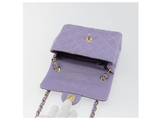CHANEL Mini Matelasse 17 Chain Bag Cotton Lavende Gold CC Auth 182741SAM D'oro Lavanda - vista 8